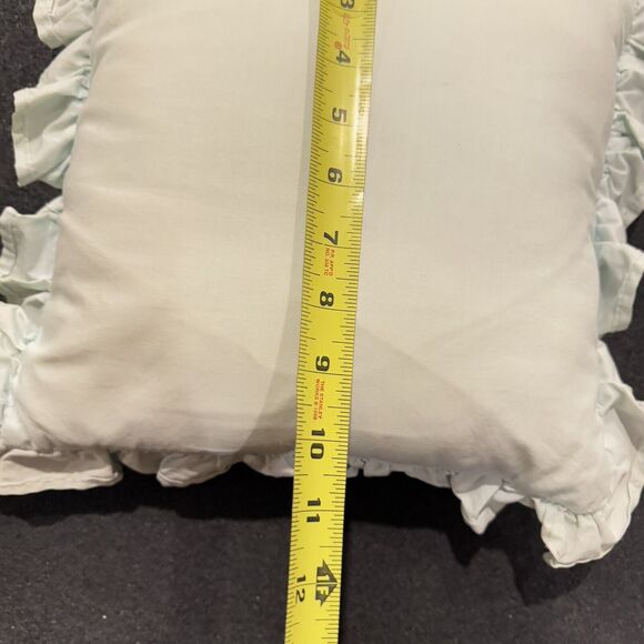 Vintage Pair (2) Square Ruffle 12" Throw Pillows Light / Baby Blue Cottagecore - Picture 4 of 4